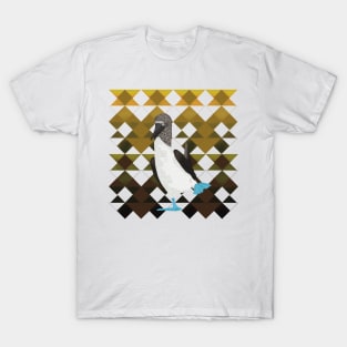 Booby Bird on Brown Geometric Pattern T-Shirt